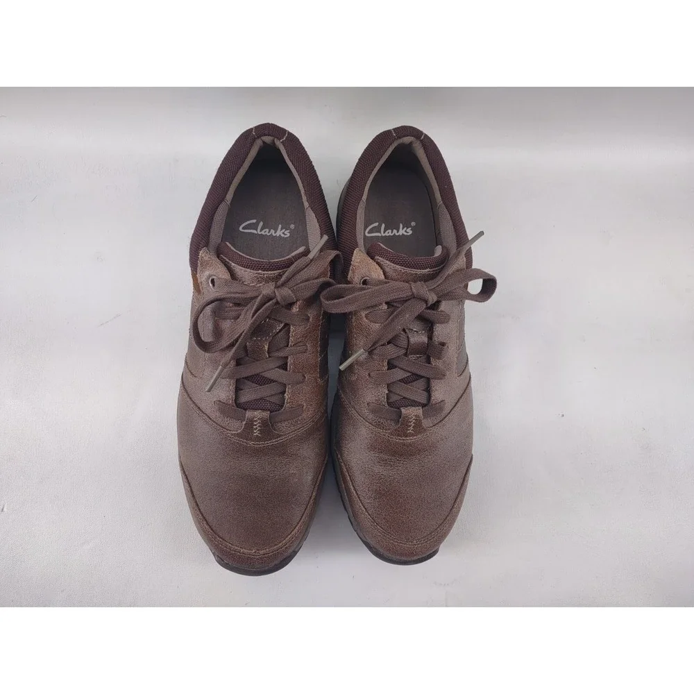 Clarks Ryley Street Men's SZ 10 M Brown Distressed Leather Comfort Walking Shoes
